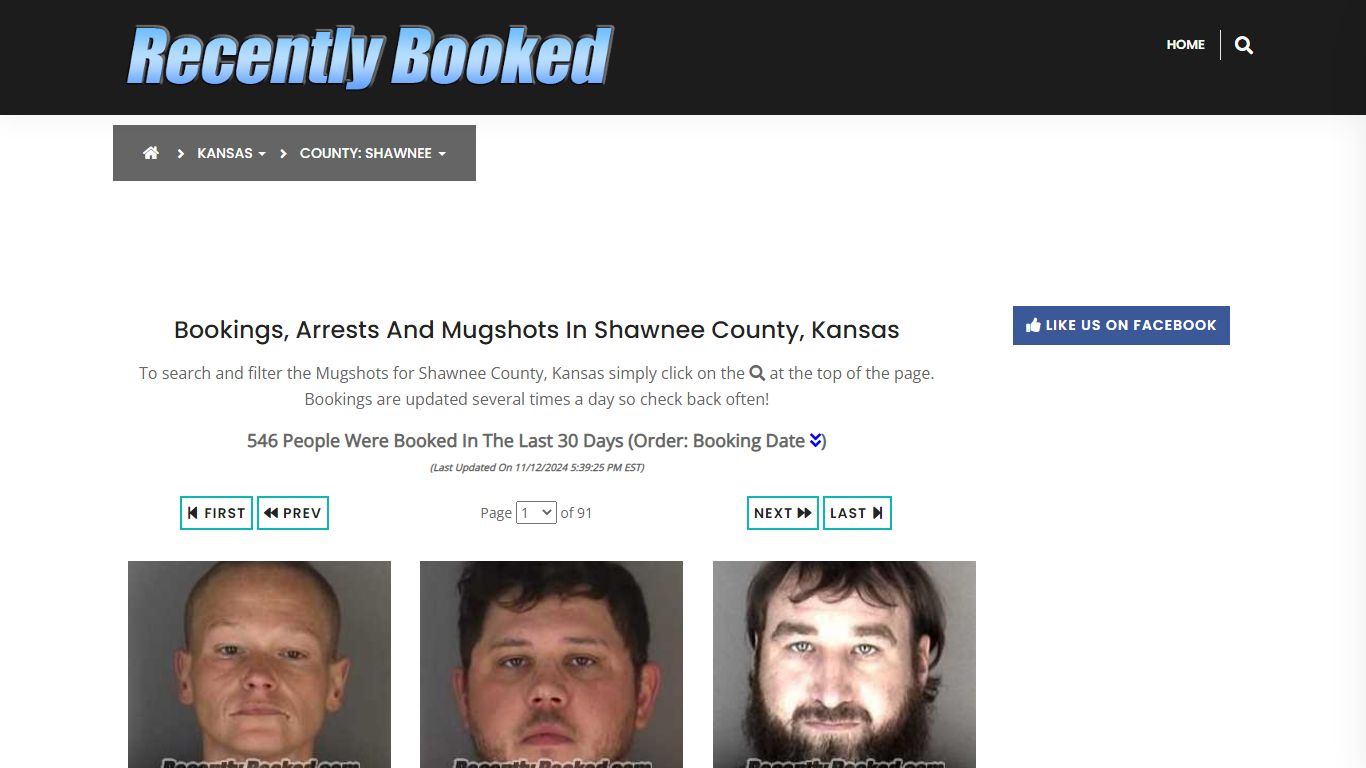 Bookings, Arrests and Mugshots in Shawnee County, Kansas - Recently Booked