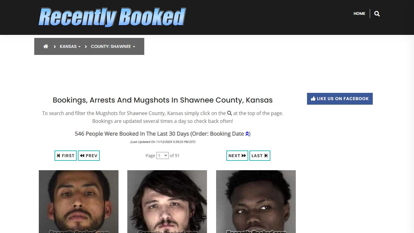 Bookings, Arrests and Mugshots in Shawnee County, Kansas - Recently Booked