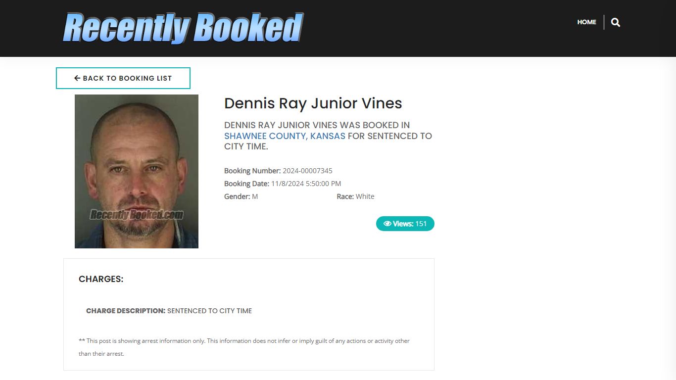 Recent Booking / Mugshot for Dennis Ray Junior Vines in Shawnee County ...