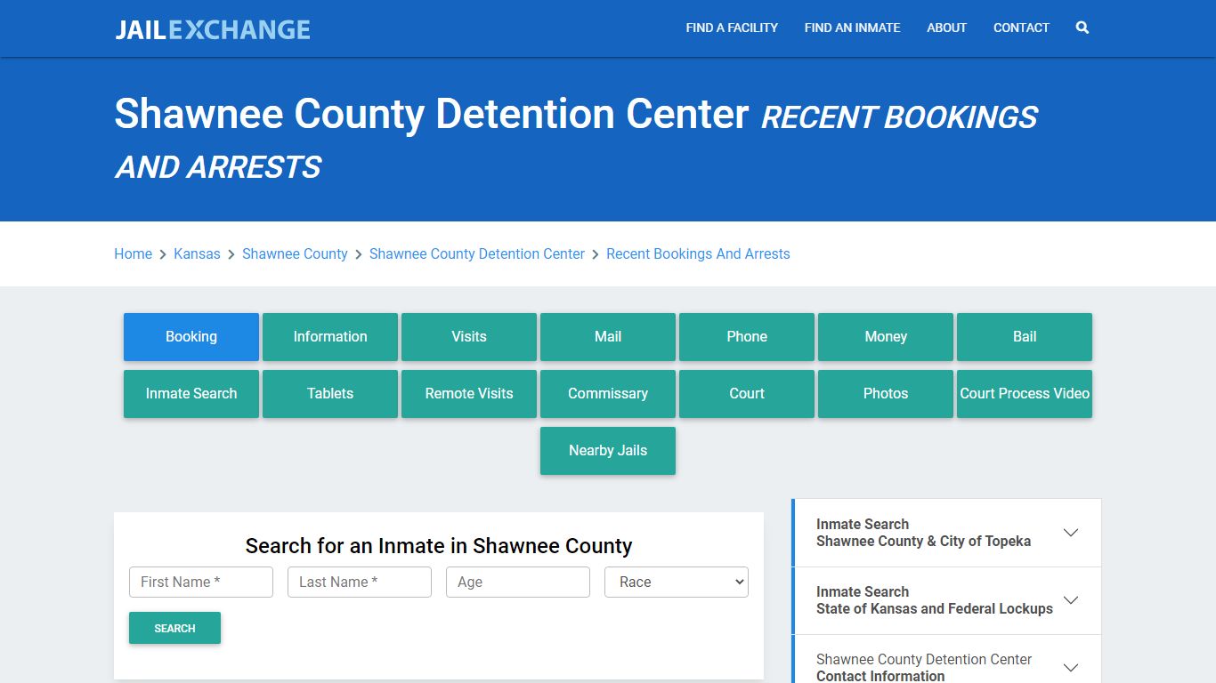 Shawnee County Detention Center Recent Bookings And Arrests - Jail Exchange